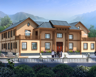 AS101株洲茶陵县凌先生二层现代中式四合院别墅案例图