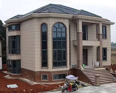 长沙望城周先生简约二层带地下室别墅建筑施工案例图欣赏