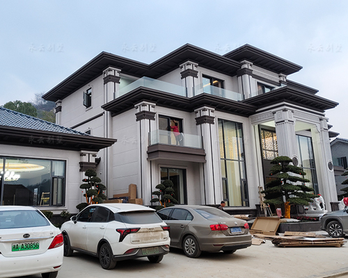 【岳阳刘府高端乡墅】全案落地过程实景图赏析之五开间新中式大宅