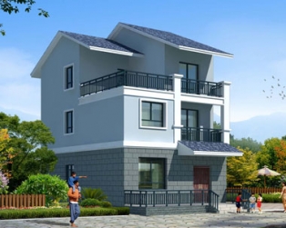 永云AT1617三层新农村简洁实用精致户型别墅建筑设计图纸7.8mx11.2m