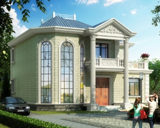 农村私家自建AT1822益阳时尚二层复式小别墅设计图纸12X12m