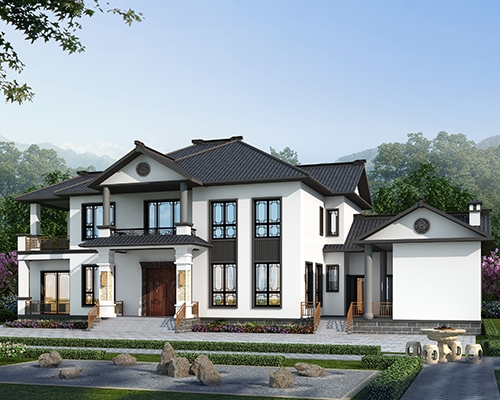 新款带内院/柴火房经典新中式二层自建别墅全套图纸27mX12.7m