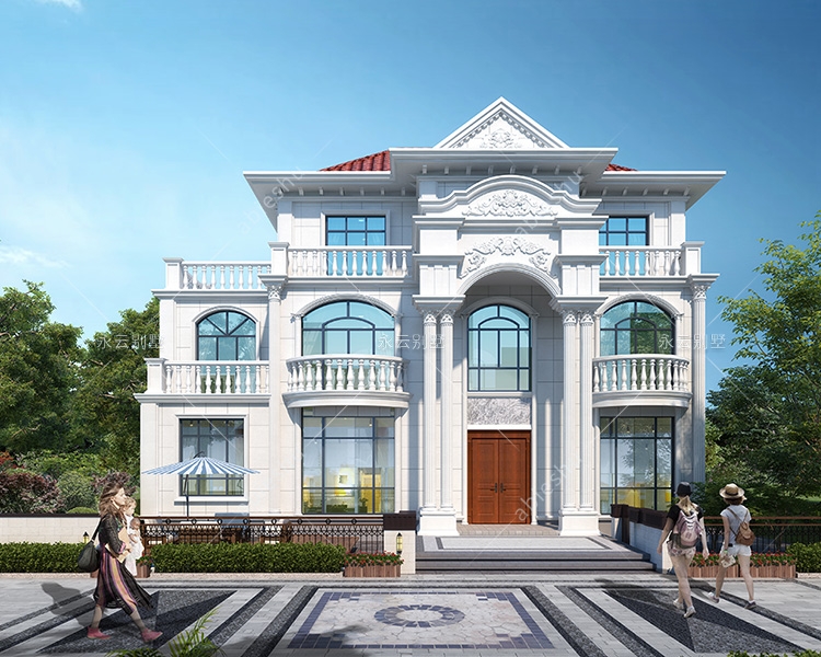 欧式风格四间三层豪华高端别墅建筑设计施工图纸15.4mX8.2m