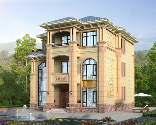 永云新款AT2806新农村三层欧式高档复式楼自建别墅全套建筑设计图纸